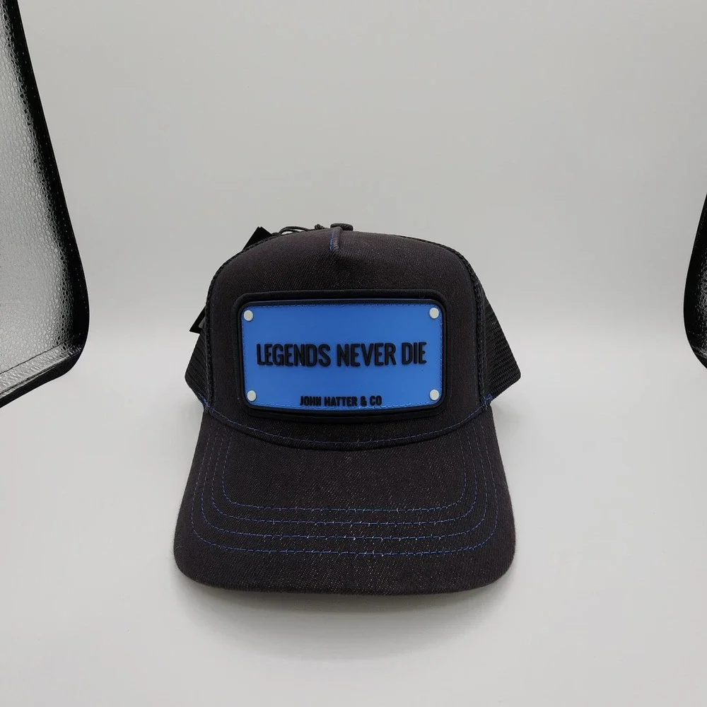 John Hatter Legends Never Die Trucker Hat Patch Black‎ Blue Snapback Cap NEW